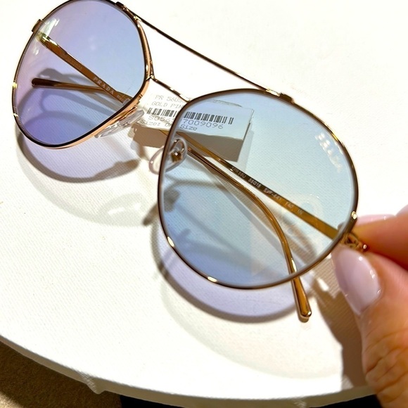 PRADA Rose Gold Round Aviator lightly tint sunglasses indoor/Outdoor unisex NWT - Picture 8 of 16